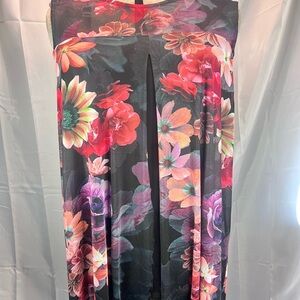 Avenue Top Women’s 18/20 Black/Red Floral Sleeveless 2 Layered Blouse